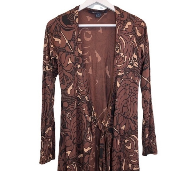 French Connection Floral Brown Long Cardigan - Picture 3 of 7